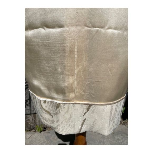 Vintage Lourdes Chavez Designer Shift Dress Ivory Gold Mother of Bride Cotton Sz - Picture 12 of 16